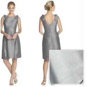 NWT Alfred Sung Dupioni Cocktail Bridesmaid Dress in Dove Light Gray D626 Sz 6